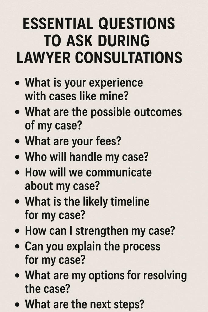 Essential Questions to Ask During Lawyer Consultations