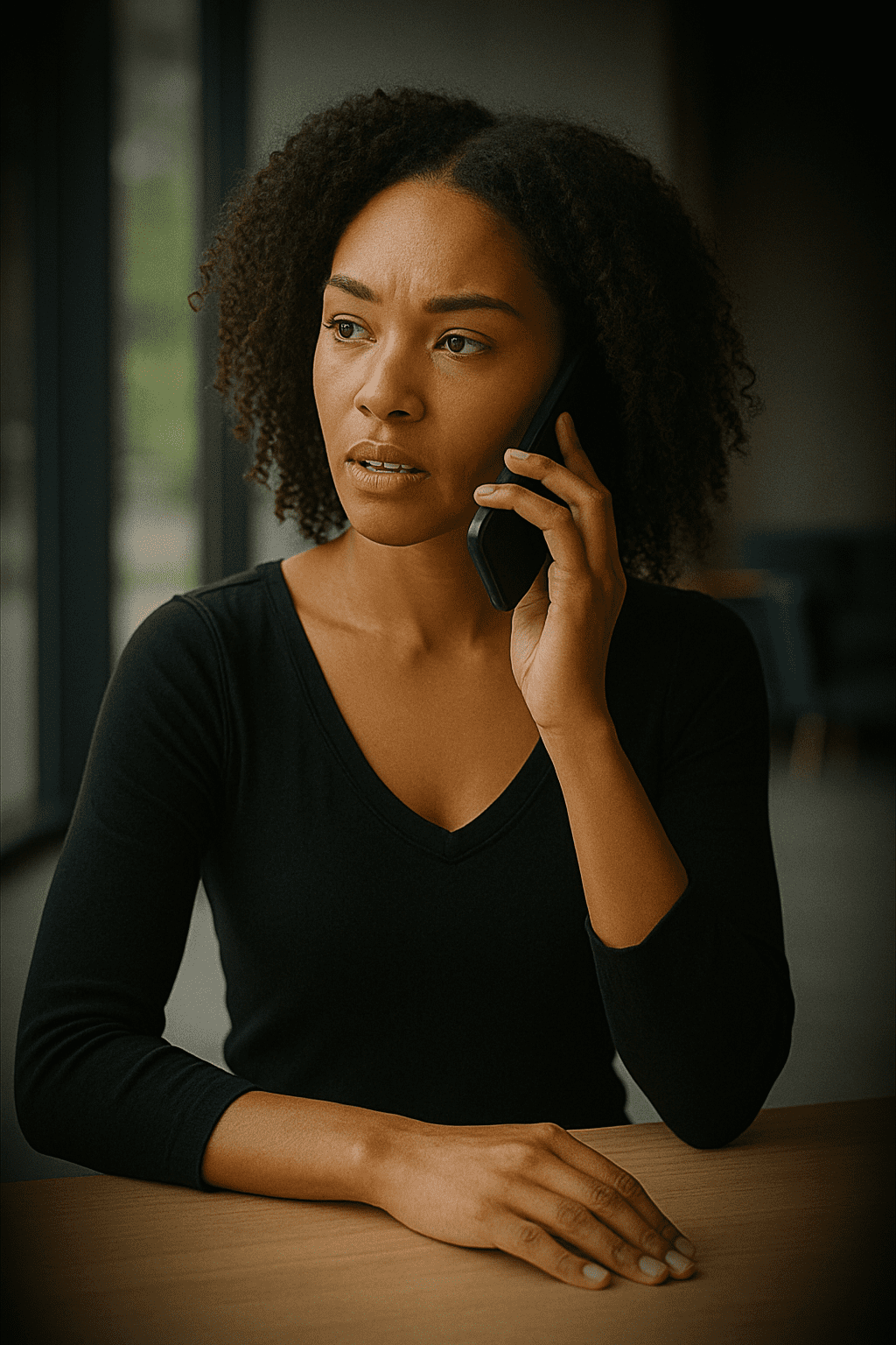 Woman talking to the insurance company
