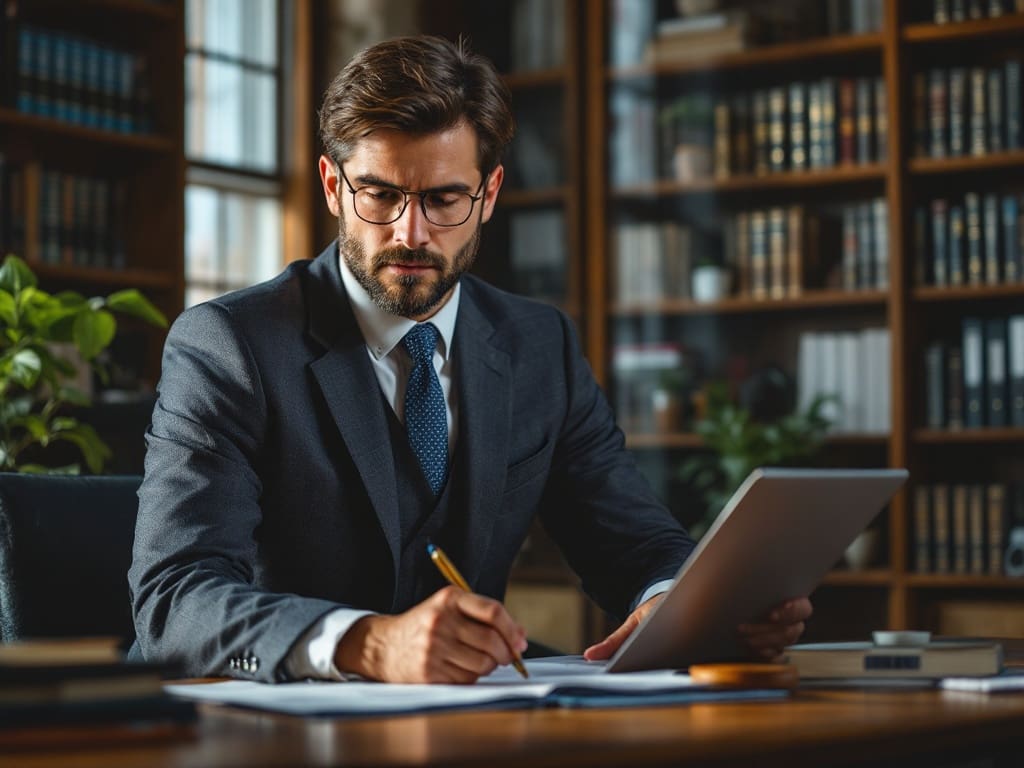 Lawyer working on legal paperwork in El Paso